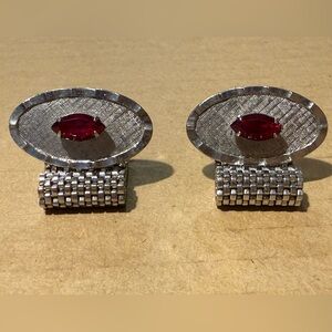 Vintage Silvertone with Red Stone Cufflinks